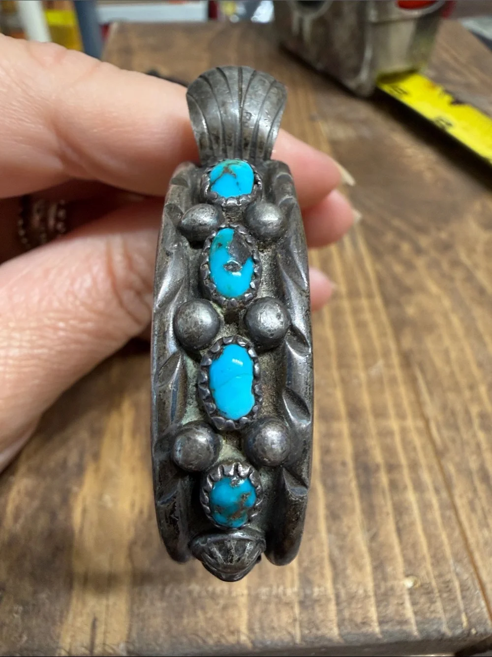 Vintage Sterling Silver Turquoise Watch Cuff